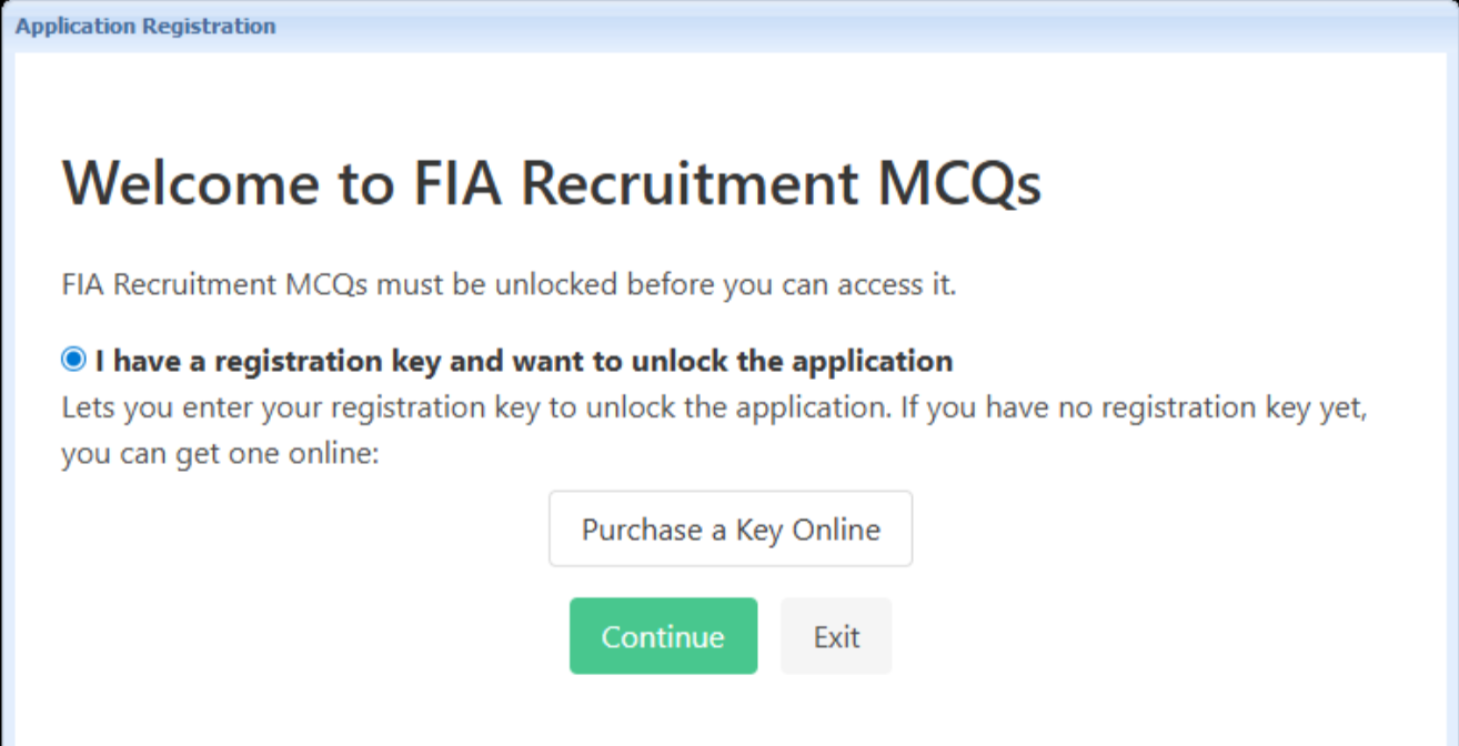 Application Registration screen